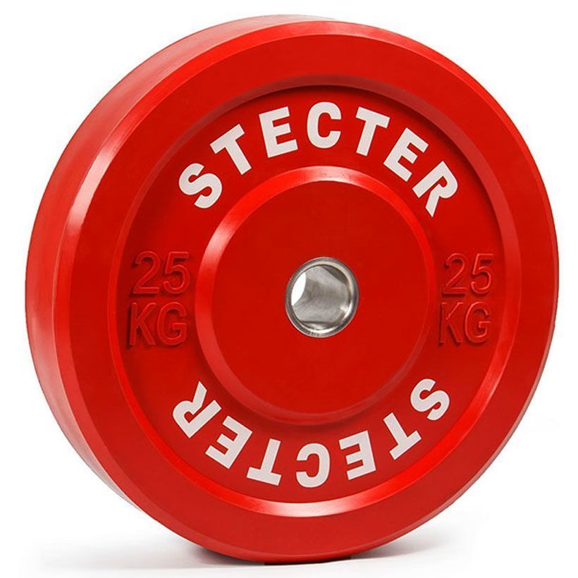 Диск для тяжелой атлетики тренировочный 25 кг (красный), STECTER