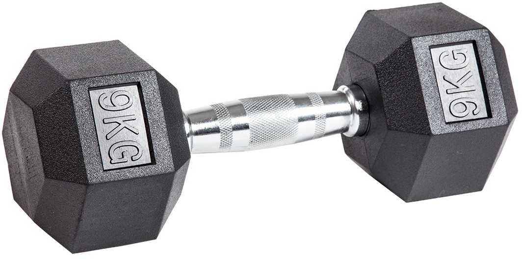 Гантель гексагональная обрезиненная 9 кг ЗС-200