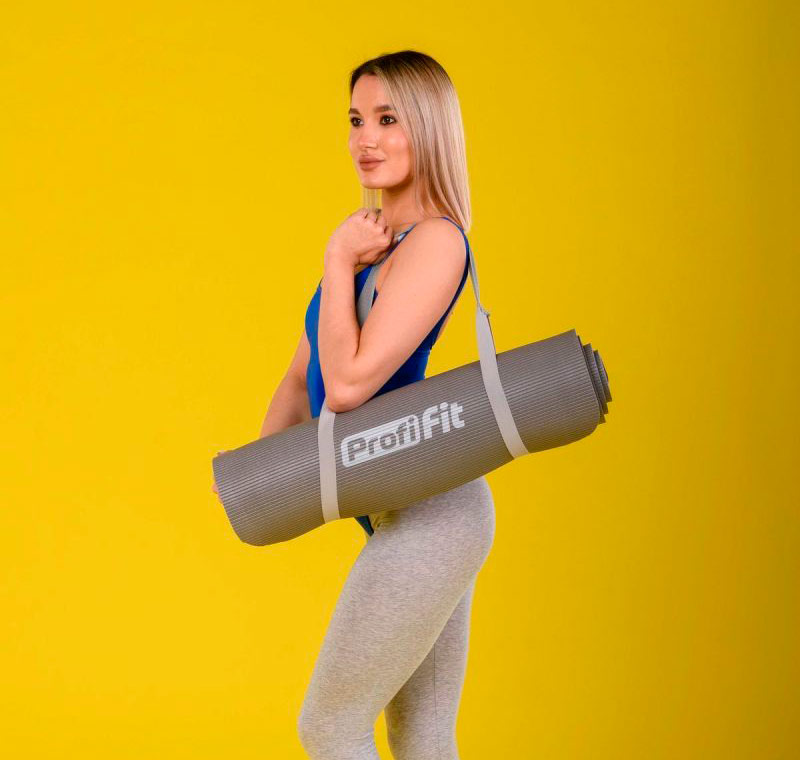 Коврик для фитнеса СОФТ ЛАЙН (серый), 12 мм PROFI-FIT ЗС-961