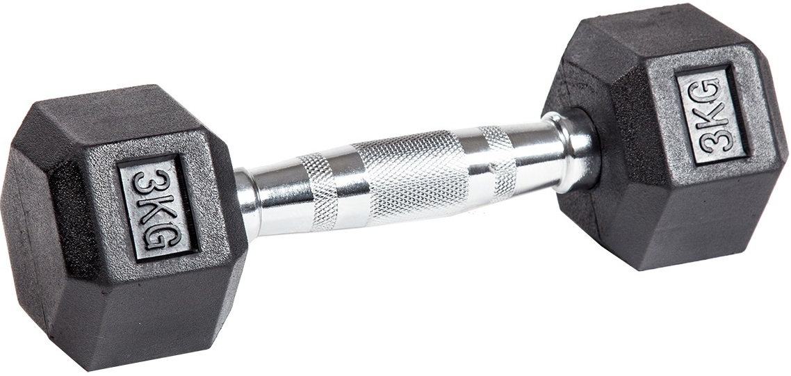 Гантель гексагональная обрезиненная 3 кг ЗС-79