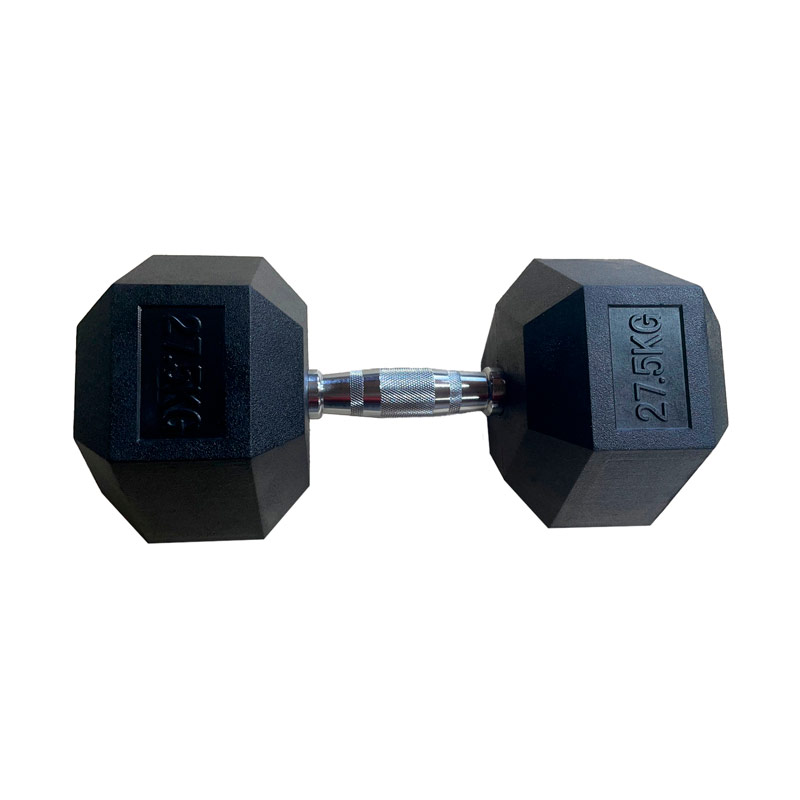 Обрезиненная гексагональная гантель INEX Hex Dumbbell 27,5 кг, черный, 1 шт