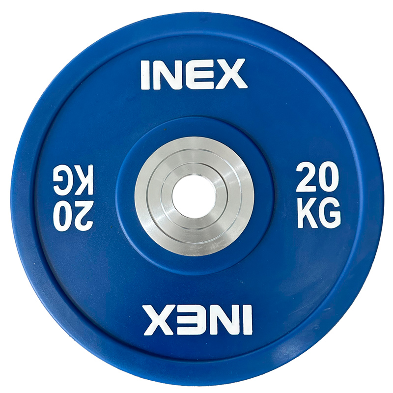 Олимпийский диск в уретане INEX PU Bumper Plate 20 кг, синий/белый