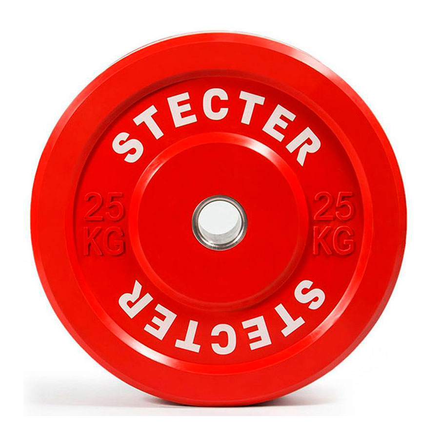 Диск для тяжелой атлетики тренировочный 25 кг (красный), STECTER