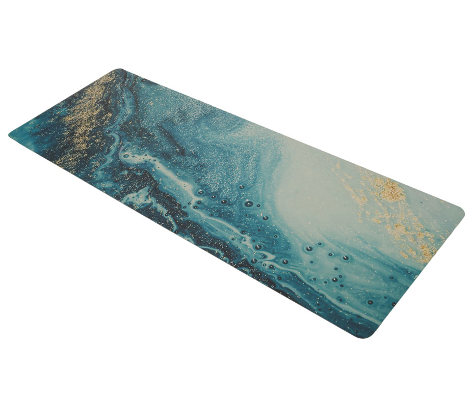 Коврик для йоги INEX Yoga PU Mat полиуретан с принтом 185 x 68 x 0,4 см, море с позолотой