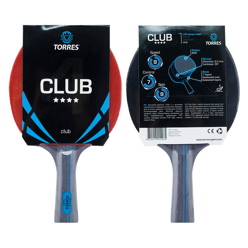 Ракетка для настольного тенниса TORRES Club 4*
