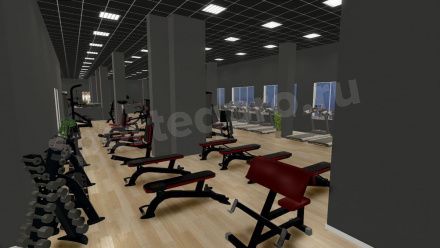 3D-расстановка фитнес-клуба на 1000 кв.м.