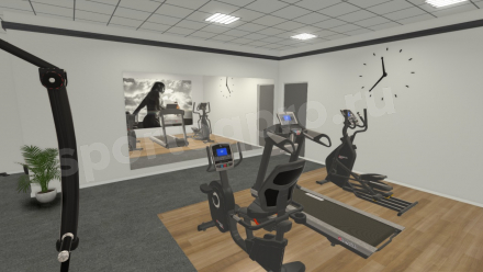 Расстановка зала тренажерного на 100 кв.м.