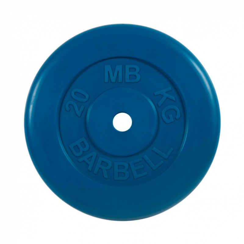 Блин обрезиненный "Стандарт" 20 кг 26 мм синий MB Barbell MB-PltC26-20