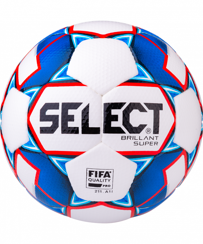 Мяч футбольный Brillant Super FIFA №5, белый/синий/красный