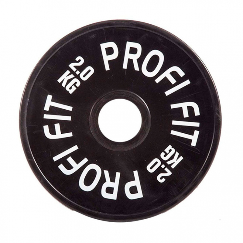 Блин для штанги 2 кг 51 мм каучуковый черный PROFI-FIT