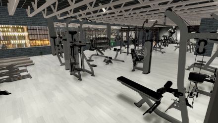 3D визуализация фитнес-клуба площадью 233 кв. м.