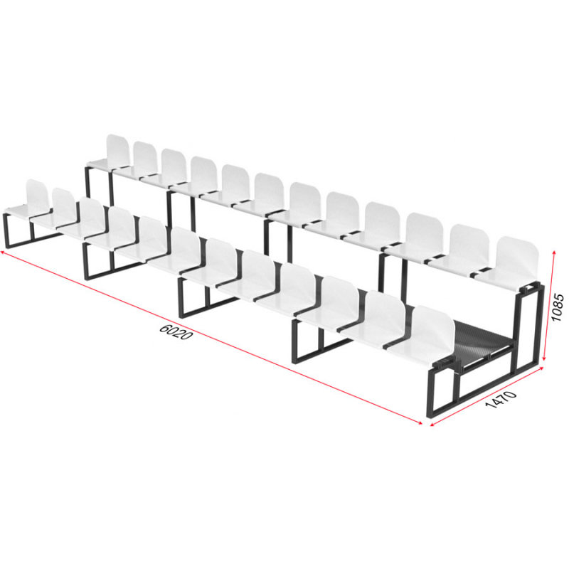 Трибуна с пластиковыми сидениями двухрядная ГТ-677
