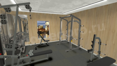 3D расстановка домашнего спортивного зала 20 кв.м.
