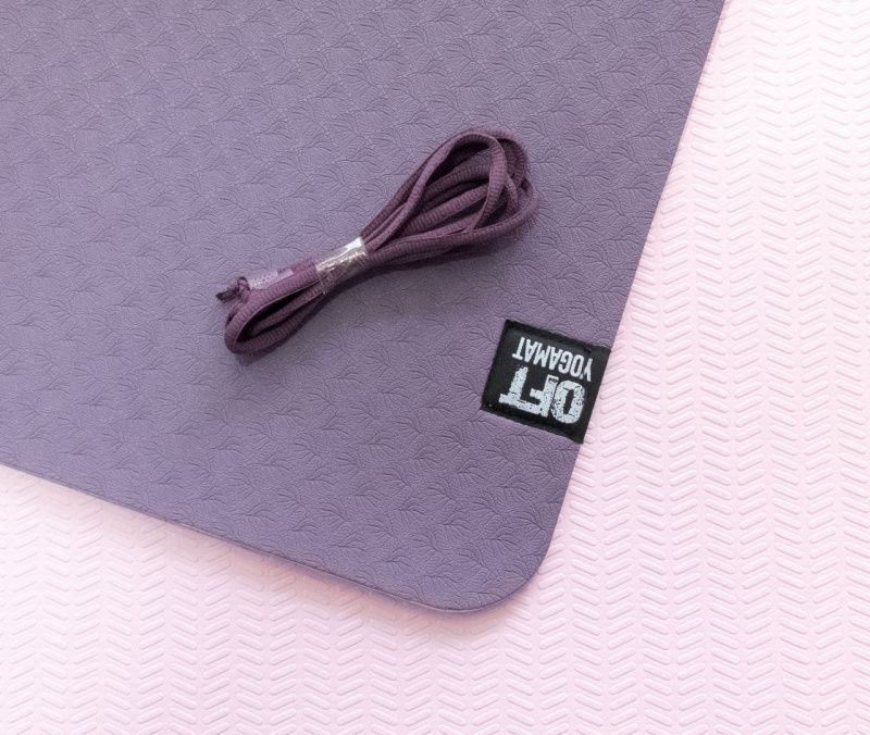 Мат для йоги 6 мм двухслойный темно-фиолетовый светло-фиолетовый