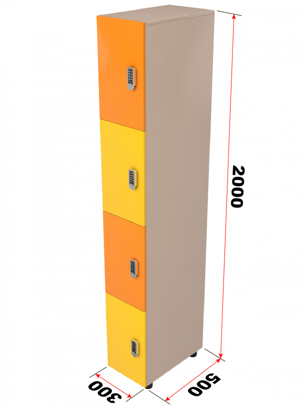 Шкаф для раздевалки четырехдверный HPL 200х50х30 см ГТ-703