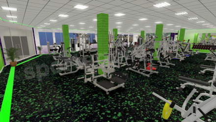 3D-расстановка тренажеров на 370 кв.м.
