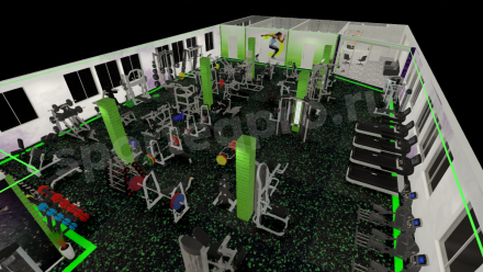 Расстановка зала тренажерного на 320 кв.м.