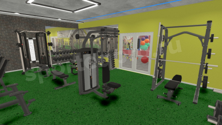 3D расстановка спортивного зала 246 кв.м.