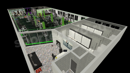 Расстановка зала тренажерного на 320 кв.м.