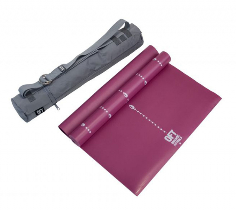 Коврик для йоги 2.5 мм пурпурный в сумке с ремешком