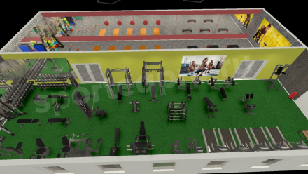 3D расстановка спортивного зала 246 кв.м.