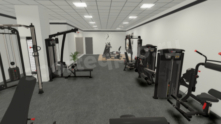 Расстановка зала тренажерного на 100 кв.м.