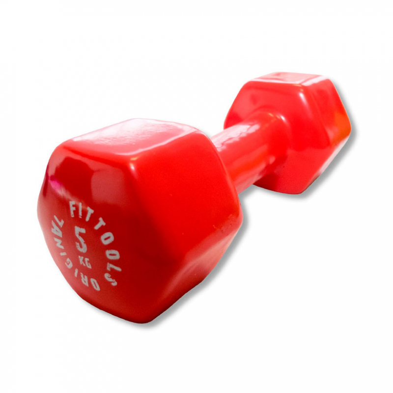 Гантель в виниловой оболочке 5 кг, цвет красный, Original FitTools
