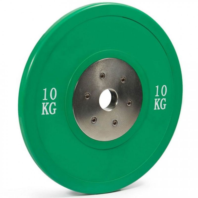 Блин для штанги для тяжелой атлетики соревновательный 10 кг (зеленый), STECTER