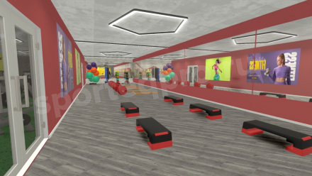 3D расстановка спортивного зала 246 кв.м.