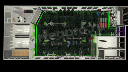 Расстановка зала тренажерного на 320 кв.м.