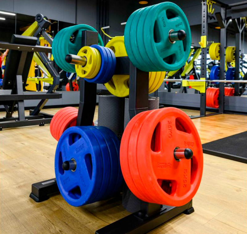 Диск для штанги обрезиненный 25 кг 51 мм красный ЗС-755