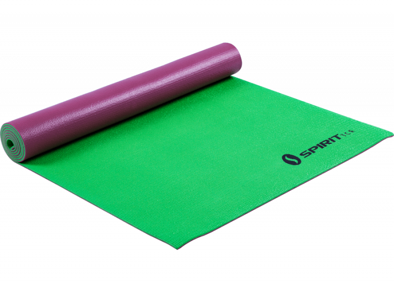 Коврик для йоги 5 мм (бордово-зеленый)