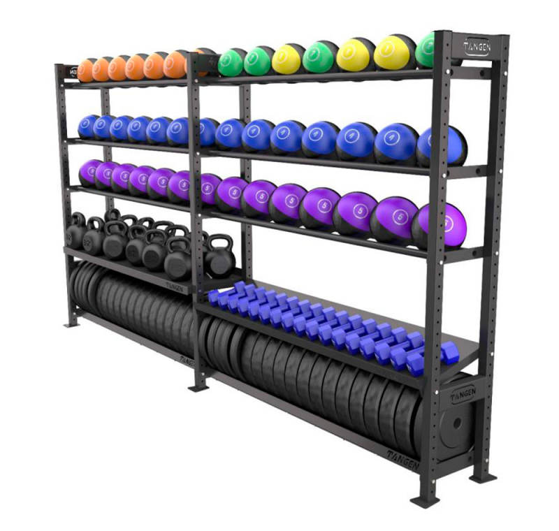 Стеллаж модульный для хранения  гантелей,  мячей, дисков и гирь 3800×480×1960 мм ЗС-236