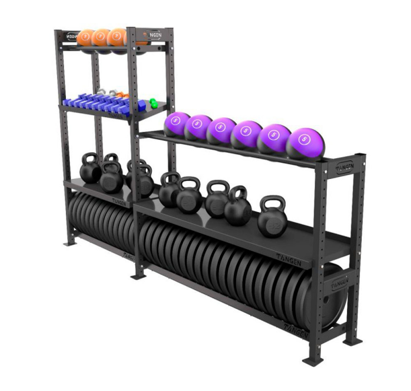 Стеллаж модульный для хранения  гантелей,  мячей, дисков и гирь 3100×480×1960 мм ЗС-234