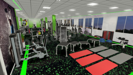 3D-расстановка тренажеров на 370 кв.м.