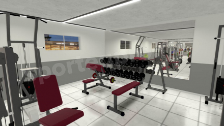 3D расстановка спортивного зала площадью 370 кв.м.