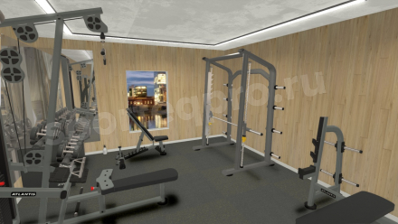 3D расстановка домашнего спортивного зала 20 кв.м.