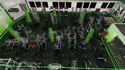 Расстановка зала тренажерного на 320 кв.м.