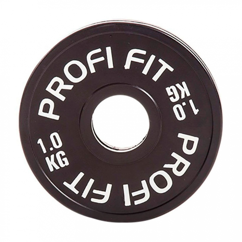 Блин для штанги 1 кг 51 мм каучуковый черный PROFI-FIT