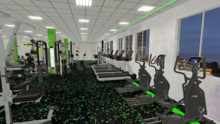 3D-расстановка тренажеров на 370 кв.м.
